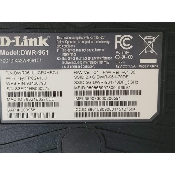 US Cellular DWR-961 D-Link 4G LTE Dual Band Wireless AC1200 High Speed Router - Picture 7 of 9